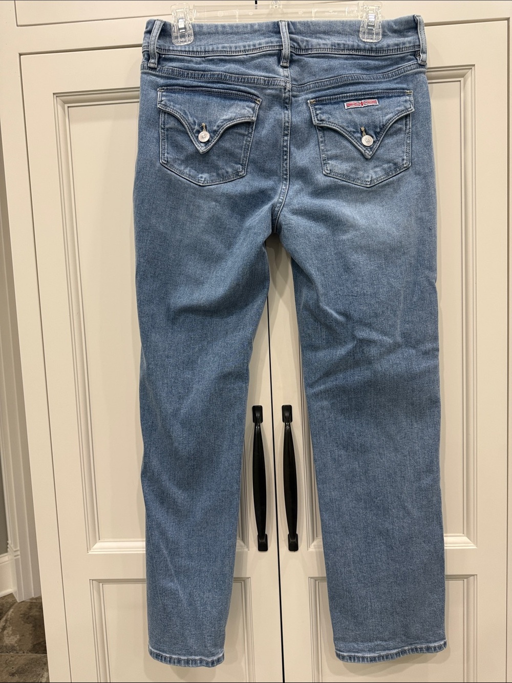 Hudson Los Angeles Flap Pocket Straight Leg Jeans Women Size 6 Icy Blue H0524-01